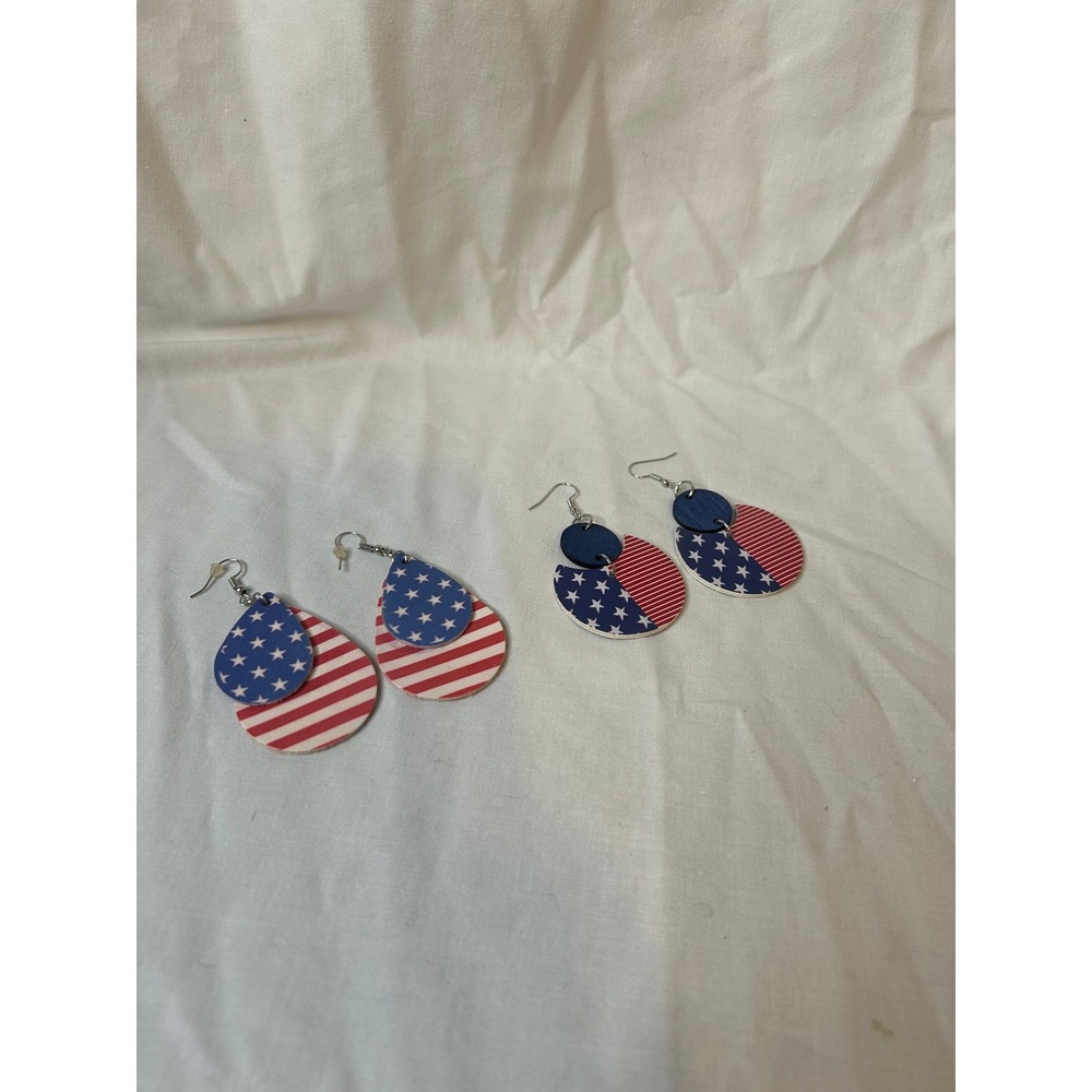 American Flag‎ Earrings Patriotic USA Fourth of July Dangle Drop Earrings